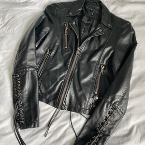 Black moto fringe jacket